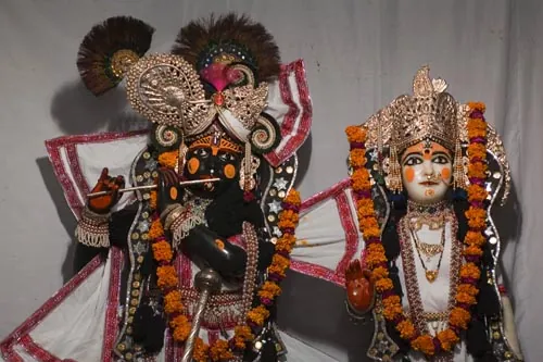 Sochy bohov v chráme Sri Durgiana - hinduistickej kópii Zlatého chrámu. (Amritsar)